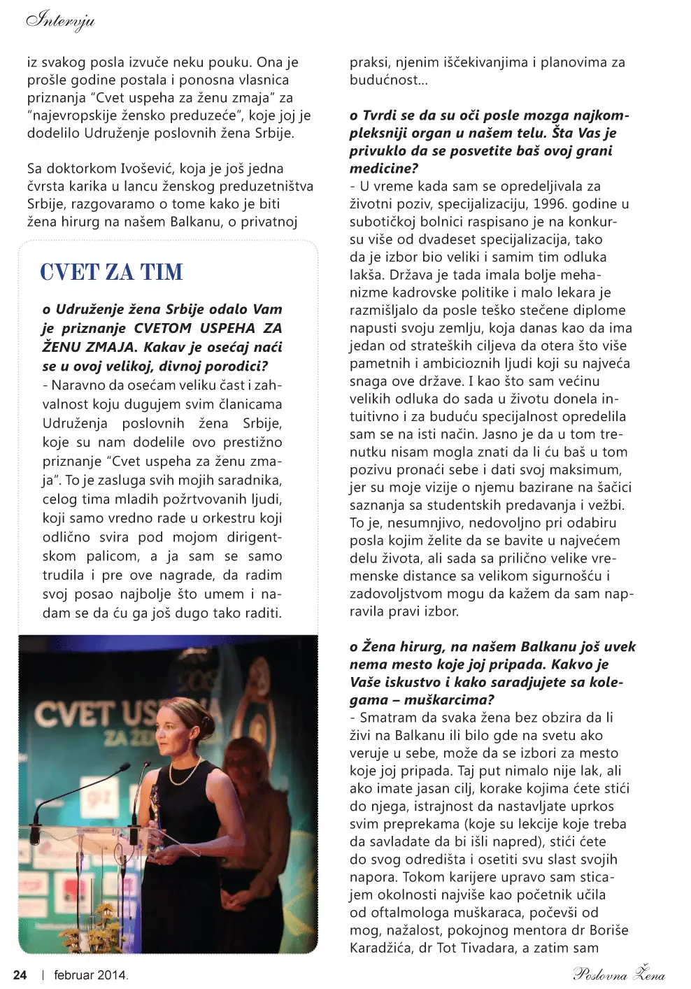 Poslovna žena - Intervju sa dr Ivošević